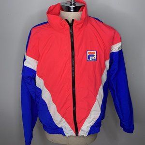 Vintage 90s Fila Pullover Zip Windbreaker Jacket Pink Blue 1990s Men Small USA